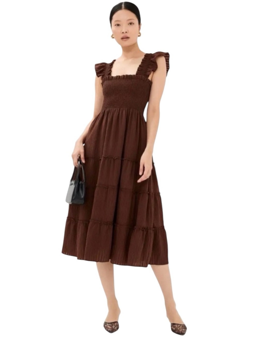 Hill House Ellie Nap dress. Chocolate Organza Seersucker. S. EUC